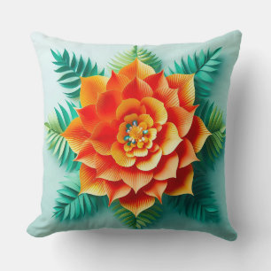 🌼 Orange Yellow Paper Flower Room Decor Accent 🌼 Cushion
