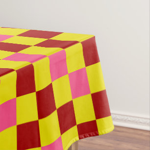 Orange Yellow Pink Checkered Pattern Design  Tablecloth