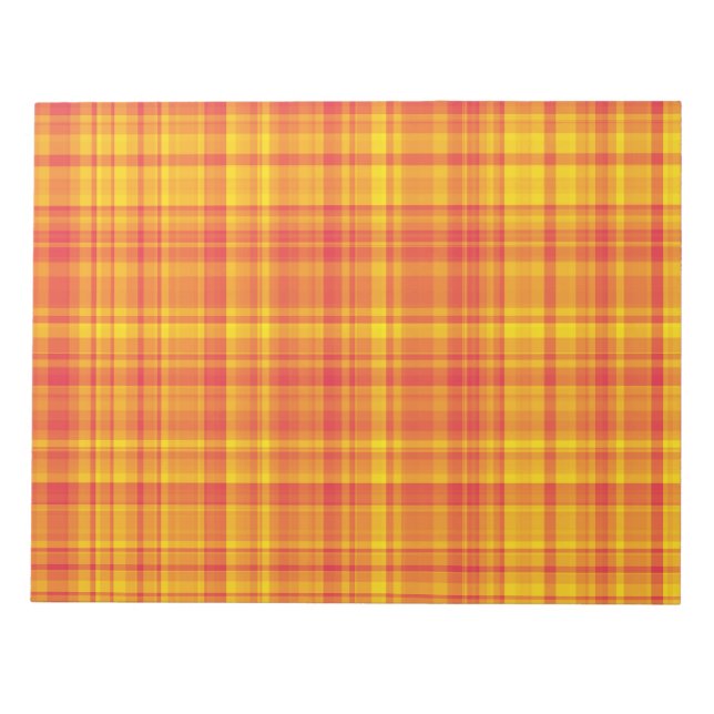 Orange Yellow Plaid Chequered Pattern  Notepad (Front)