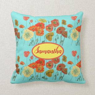 Orange Yellow Poppies Floral Babies Baby Room Cushion