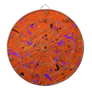 Orange, Yellow, Purple and Black Abstract Dartboard