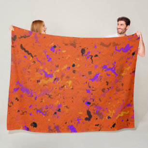 Orange, Yellow, Purple and Black Abstract Fleece Blanket