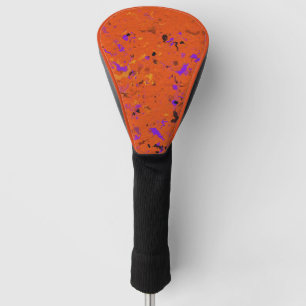 Orange, Yellow, Purple and Black Abstract Golf He Head Cover