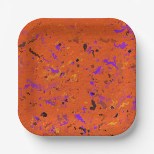 Orange, Yellow, Purple and Black Abstract  Paper Plate