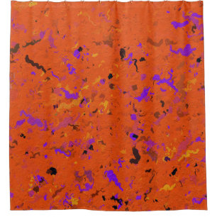 Orange, Yellow, Purple and Black Abstract  Shower Curtain