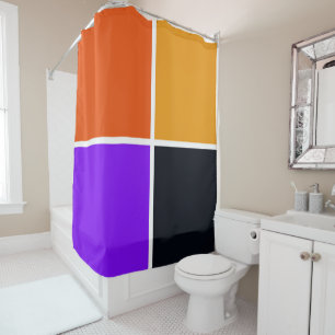 Orange, Yellow, Purple and Black Squares Shower Curtain