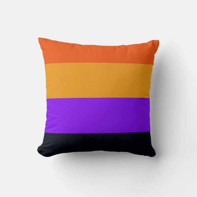 Orange, Yellow, Purple and Black Stripes Cushion (Front)