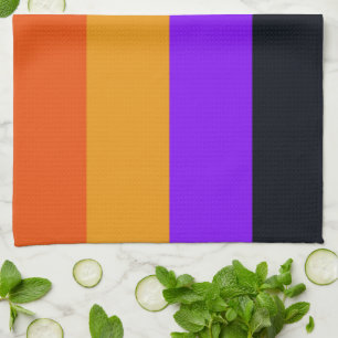 Orange, Yellow, Purple and Black Stripes Tea Towel