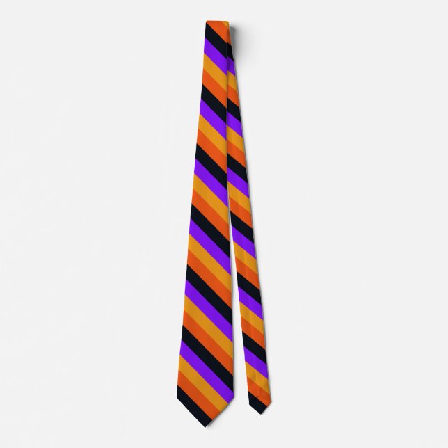 Orange, Yellow, Purple and Black Stripes Tie (Front)