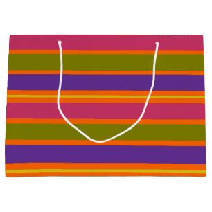 Orange, Yellow, Red, Green and Purple stripes Large Gift Bag