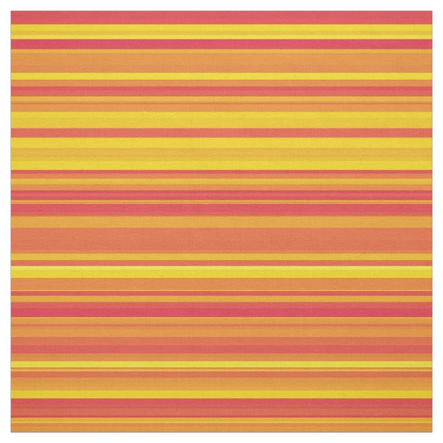 Orange Yellow Red Stripes Fabric (Swatch)