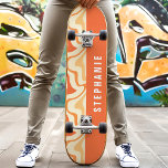 Orange Yellow Retro Modern Abstract Marble Swirl Skateboard<br><div class="desc">Stand out at the skate park with our Orange And Yellow Retro Modern Abstract Marble Swirl Skateboard! This eye-catching design features swirling patterns in orange and yellow hues, inspired by retro and modern abstract art. Perfect for skateboarders who love unique and artistic designs, this board combines style and functionality. Made...</div>