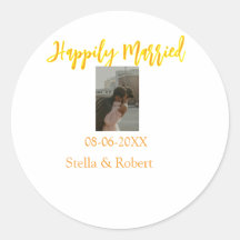 Orange yellow retro photo happily married couple