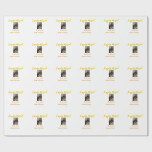 Orange yellow retro photo happily married couple wrapping paper