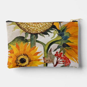 Orange Yellow Seeding Sunflower Art Accessory Pouch