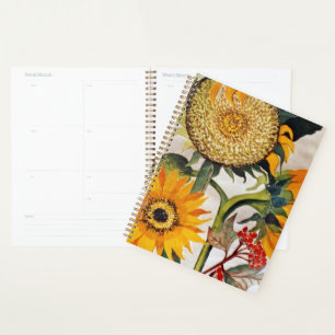 Orange Yellow Seeding Sunflower Art Planner