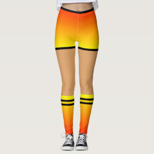 Orange Yellow Shorts Leggings Socks Black Stripe 