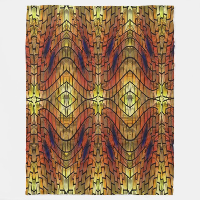 Orange Yellow Stained Glass Windows Fleece Blanket (Front)