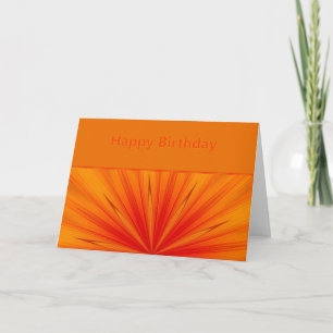 Orange Yellow Starburst Happy Birthday Card