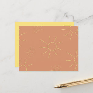 Orange & yellow stick figure sun postcard