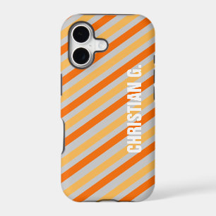 Orange yellow stripe pattern custom name personal