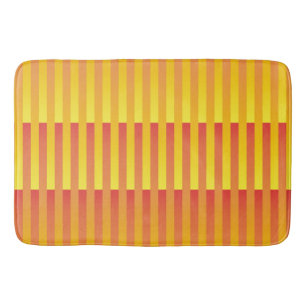 Orange Yellow Striped Pattern Bath Mat