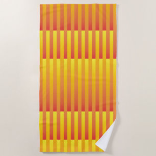 Orange Yellow Striped Pattern Beach Towel