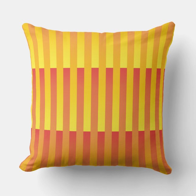 Orange Yellow Striped Pattern Cushion (Front)