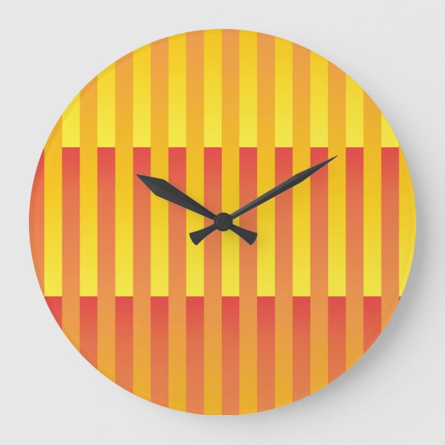 Orange Yellow Striped Pattern Large Clock (Front)