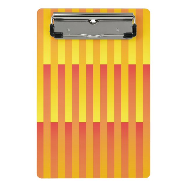 Orange Yellow Striped Pattern Mini Clipboard (Front)