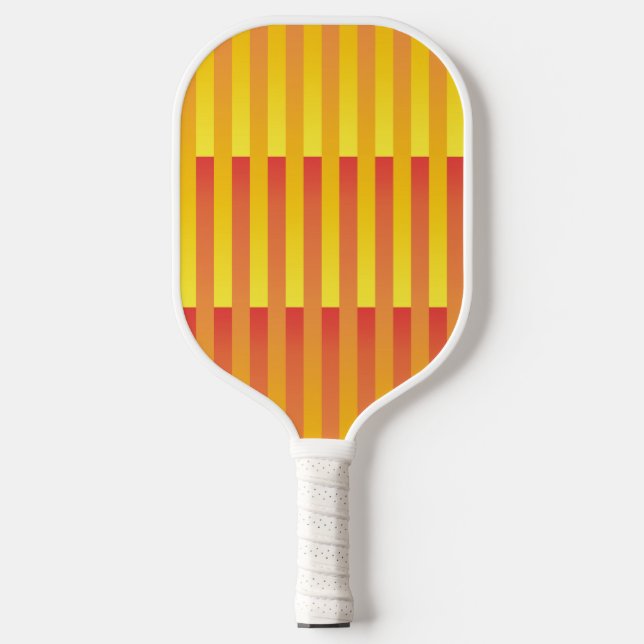 Orange Yellow Striped Pattern Pickleball Paddle (Front)