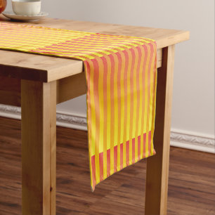 Orange Yellow Striped Pattern Short Table Runner