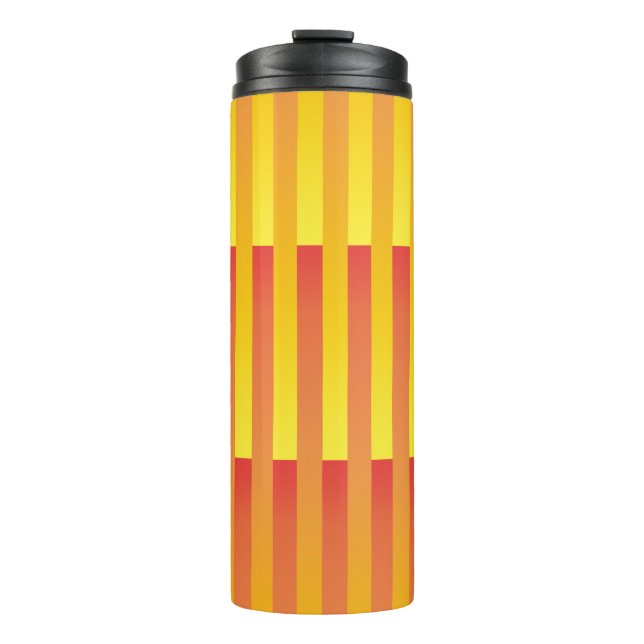 Orange Yellow Striped Pattern Thermal Tumbler (Front)
