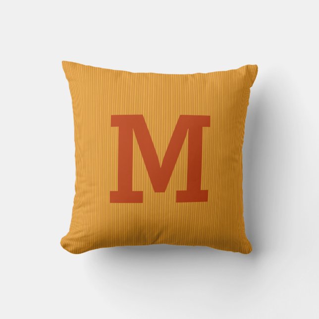 Orange/Yellow Stripes custom monogram throw pillow (Front)