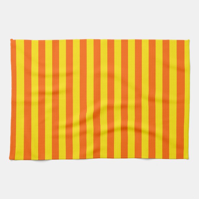 Orange Yellow Stripes Design  Tea Towel (Horizontal)