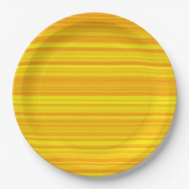 Orange Yellow Stripes Paper Plate (Front)