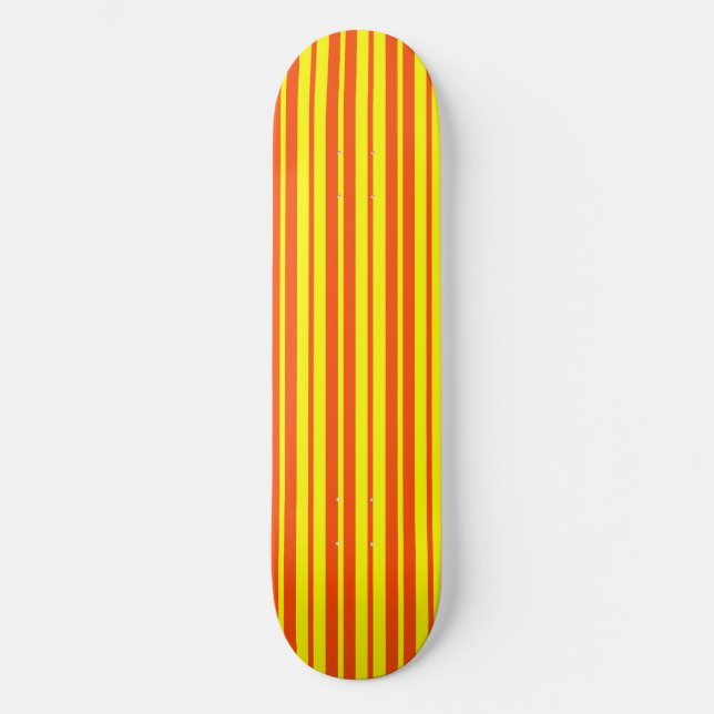 Orange Yellow Stylish Stripes Pattern Design  Skateboard (Front)