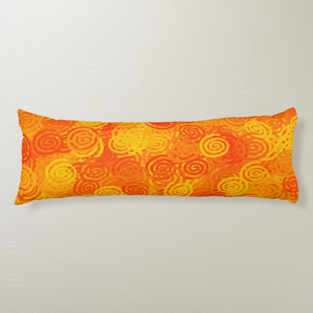 Orange Yellow Swirls Pattern Body Cushion (Front)