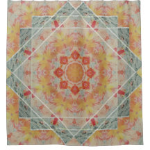 Orange Yellow Teal Southwest Flame Shower Curtain