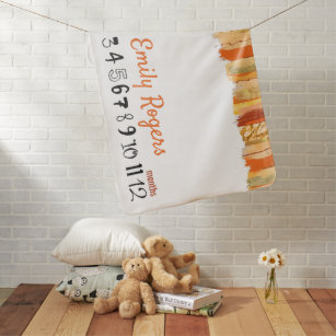 Orange Yellow Trendy Baby Girl Month Milestone Baby Blanket