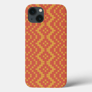 Orange Yellow Tribal Egyptian Ethnic Basket Weave iPhone 13 Case