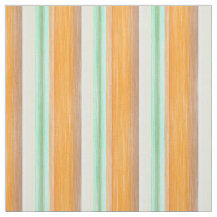 Orange Yellow Turquoise Watercolor Stripes Pattern Fabric