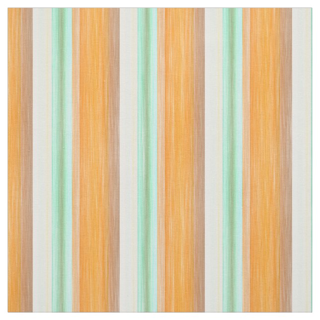 Orange Yellow Turquoise Watercolor Stripes Pattern Fabric (Swatch)