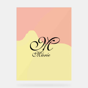 Orange yellow watercolor retro add your monogram acrylic sign