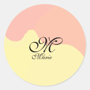 Orange yellow watercolor retro add your monogram classic round sticker