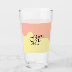 Orange yellow watercolor retro add your monogram  glass
