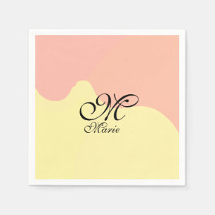 Orange yellow watercolor retro add your monogram napkin