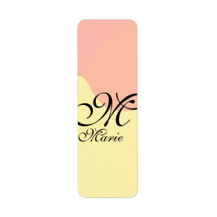 Orange yellow watercolor retro add your monogram return address label