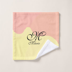 Orange yellow watercolor retro add your monogram wash cloth