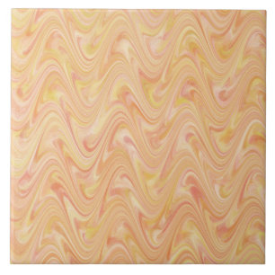 Orange Yellow Wavy Abstract Pattern Ceramic Tile